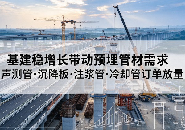 安溪基建稳增长带动预埋监测管材需求，声测管、沉降板、注浆管订单持续放量